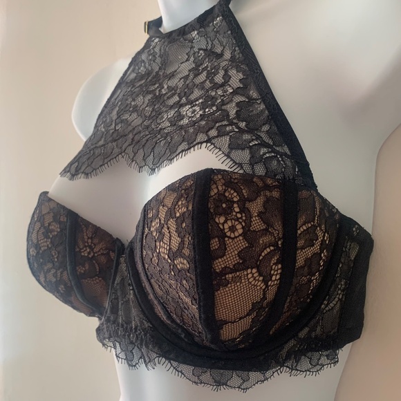 Victoria’s Secret Black Lace Very Sexy Unlined Balconet Bra High Neck - 36C - Picture 2 of 5